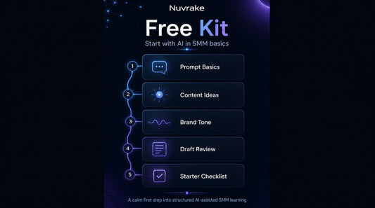 Nuvake Free Kit for AI in SMM basics on a dark background