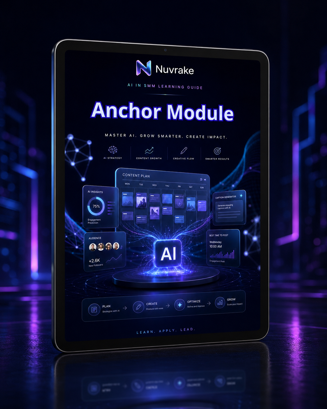 Nuvrake Anchor Module on a digital tablet with a futuristic interface