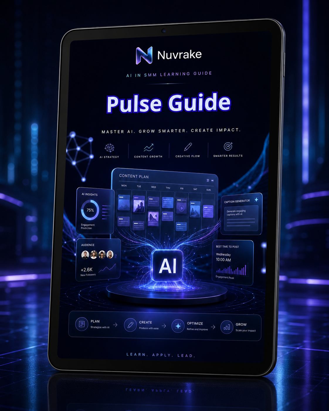 Nuvrake Pulse Guide on a digital tablet with a futuristic design
